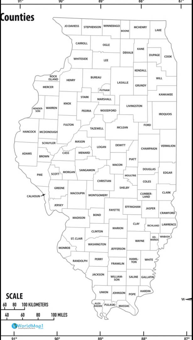 Counties Map of Illinois